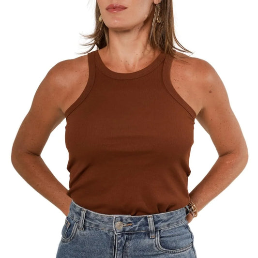 High-Neck Ribbed - Cafe | Glossy