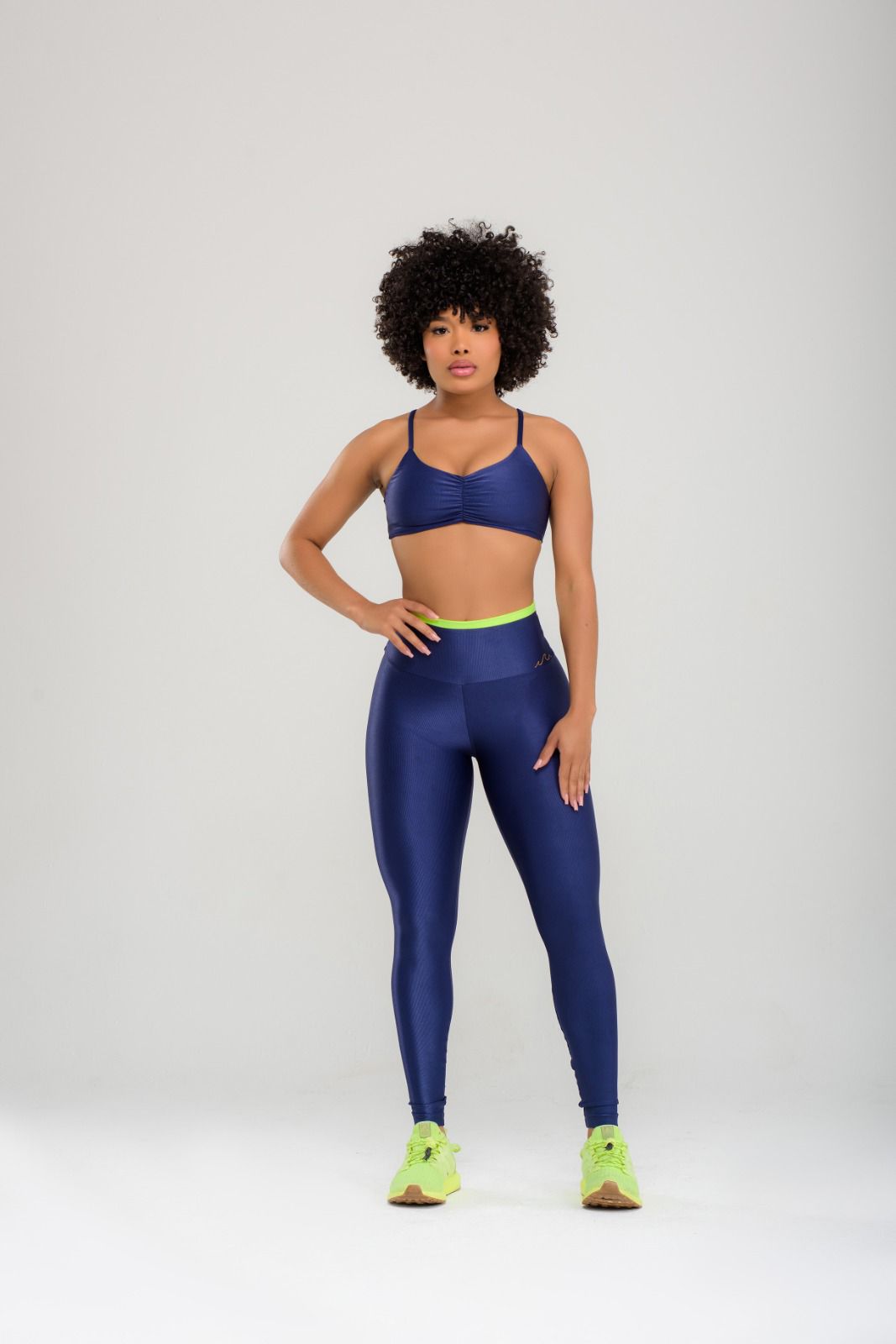 Duo Color Set — Bra & Leggings in Navy & Lima Neon | Mareo