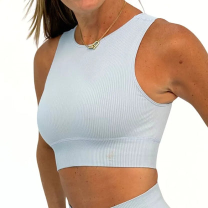Seamless Athleisure Top in Blue | Glossy