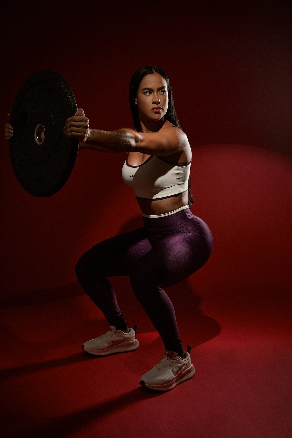 Via Mafia Joy Set — Cream & Wine two-tone bra & leggings